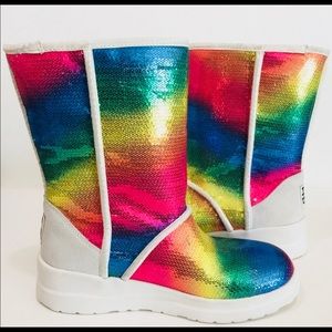 SOLD RARE Rainbow I heart UGG sequin boots size 8